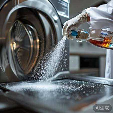 “洗衣机消毒，84消毒液杀菌”