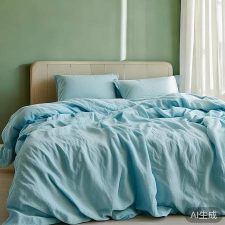 夏日清凉床品，棉麻透气，蓝绿舒