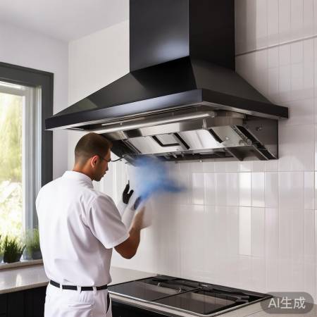 安装油烟机，检查稳固及吸力。