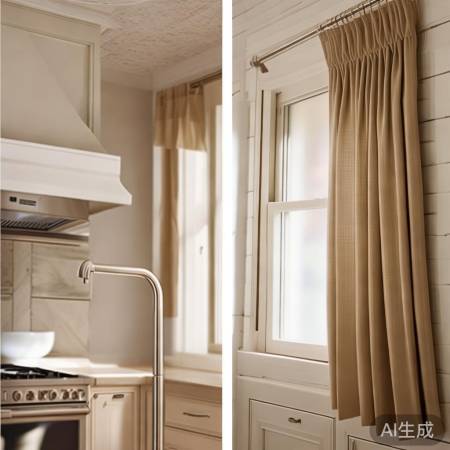 窗帘装抽油烟机上方或本身，美观