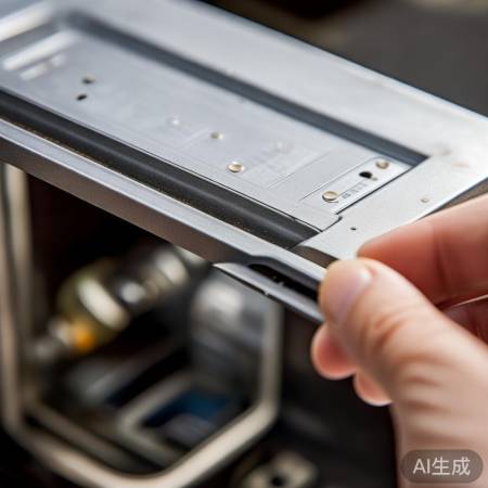 拧下螺丝掀开面板，看油烟机内。