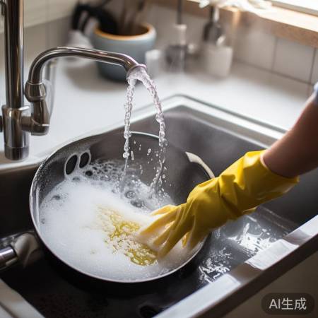 热水洗洁精，溶解油污