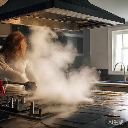 “蒸汽清洗油烟机,安全去油渍”